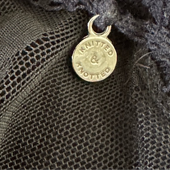 Anthropologie Knitted and Knotted polka dot mesh sweater Navey - Picture 16 of 16